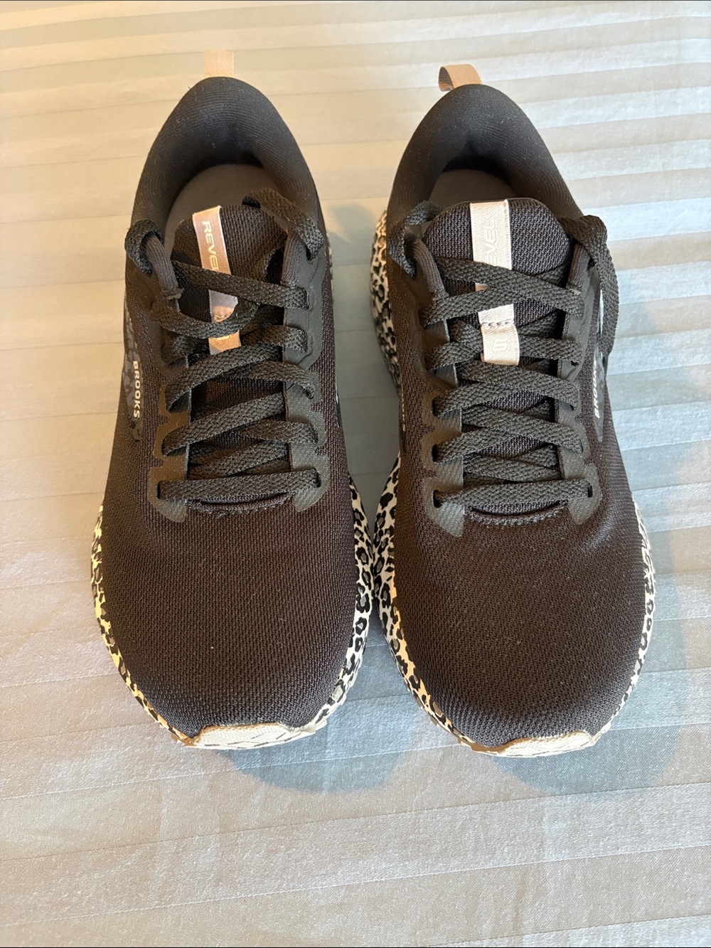 Brooks Women's Black Athletic Running Shoes with Leopard-Print Midsole